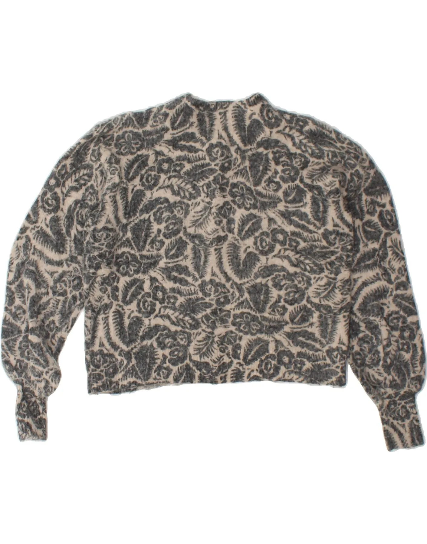 BODEN Womens Crop Cardigan Sweater UK 8 Small Grey Floral Polyamide