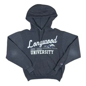 Champion LONGWOOD UNIVERSITY College Spellout Graphic Grey Pullover Hoodie