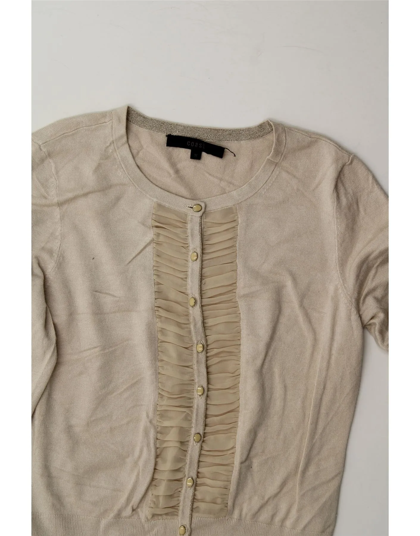 COAST Womens Crop 3/4 Sleeve Cardigan Sweater UK 12 Medium Off White