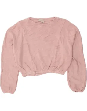 COAST Womens Crop Boat Neck Jumper Sweater UK 14 Medium Pink Viscose