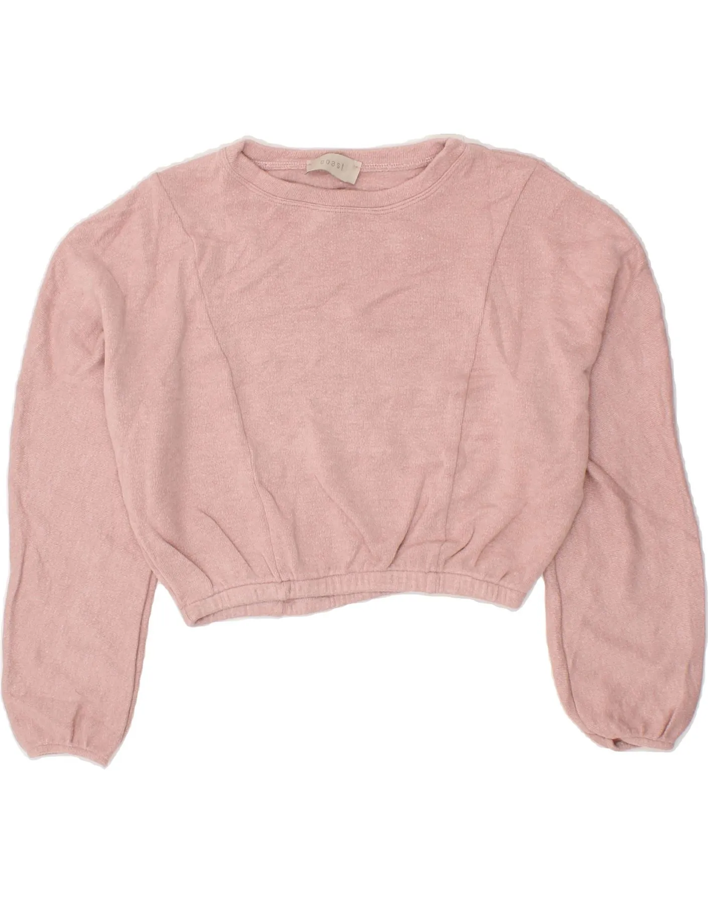 COAST Womens Crop Boat Neck Jumper Sweater UK 14 Medium Pink Viscose