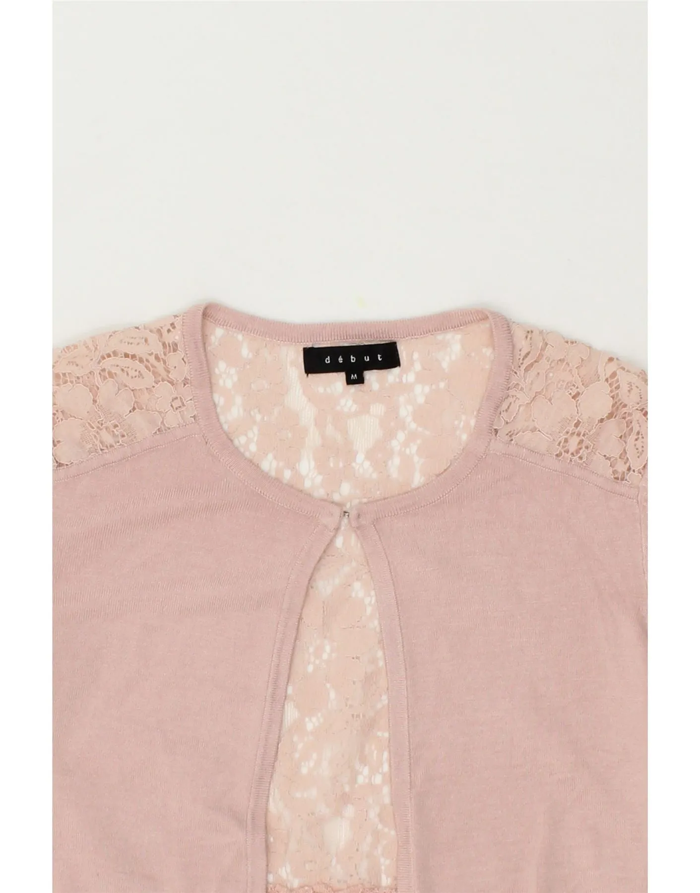 DEBUT Womens Crop 3/4 Sleeve Cardigan Sweater UK 14 Medium Pink Floral