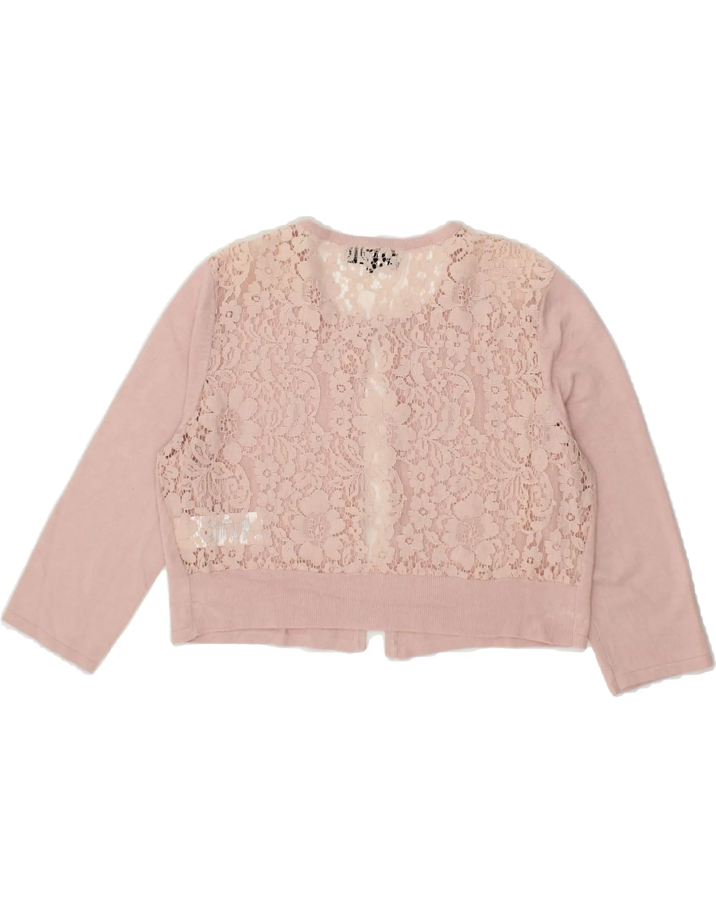 DEBUT Womens Crop 3/4 Sleeve Cardigan Sweater UK 14 Medium Pink Floral