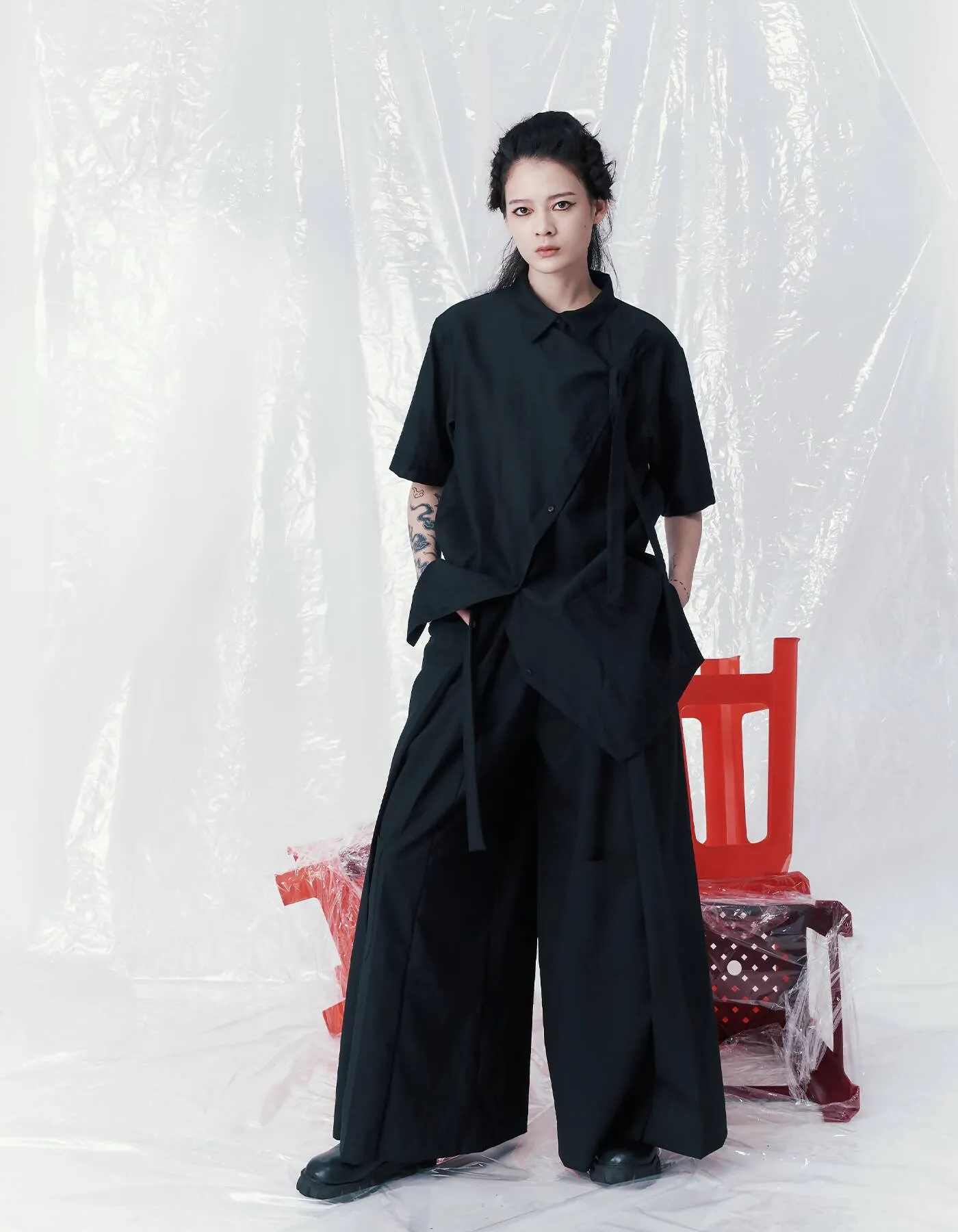 Deconstructed Asymmetrical Collar Shirt