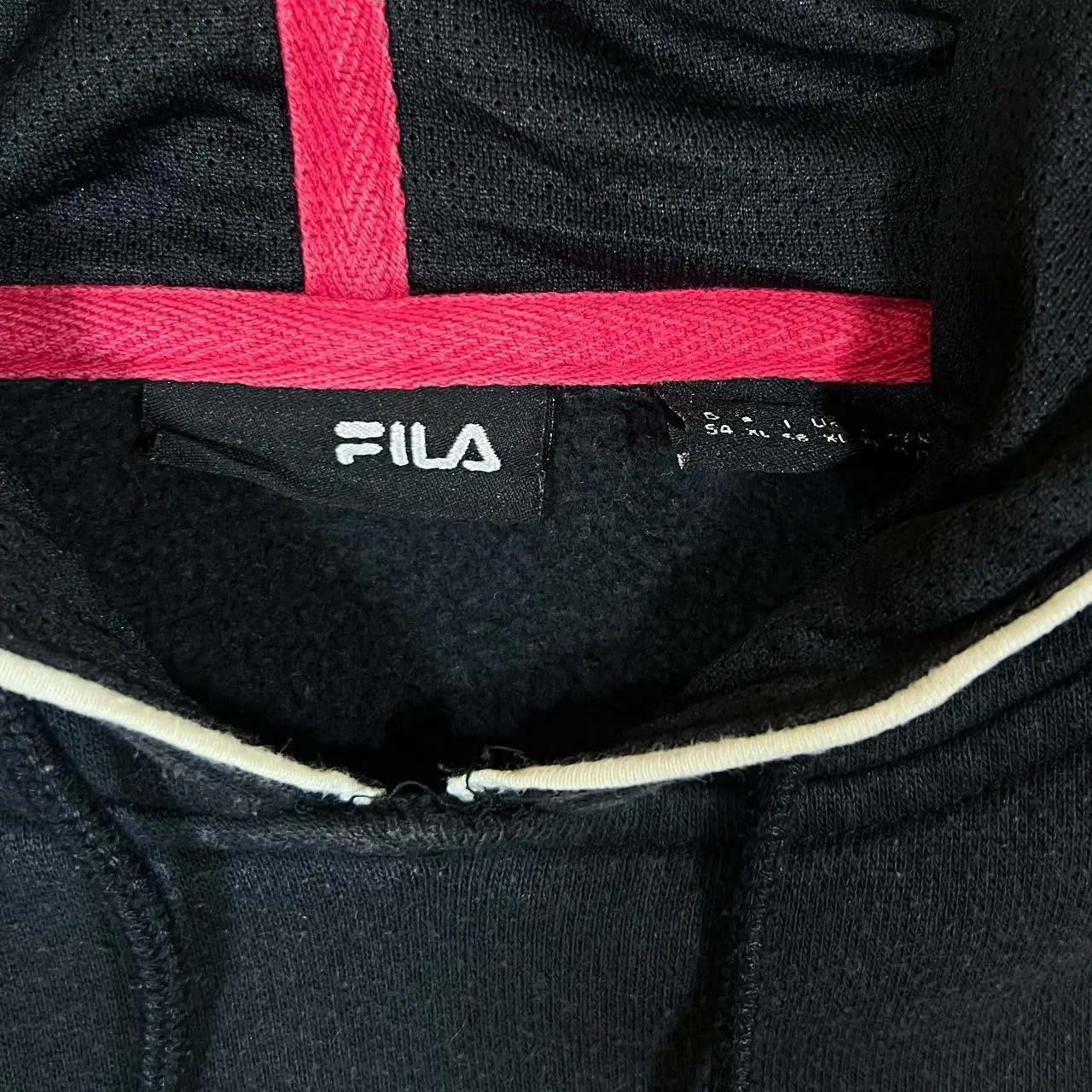 Early 00's FILA Classic Embroidered Mini Logo Black Pullover Hoodie