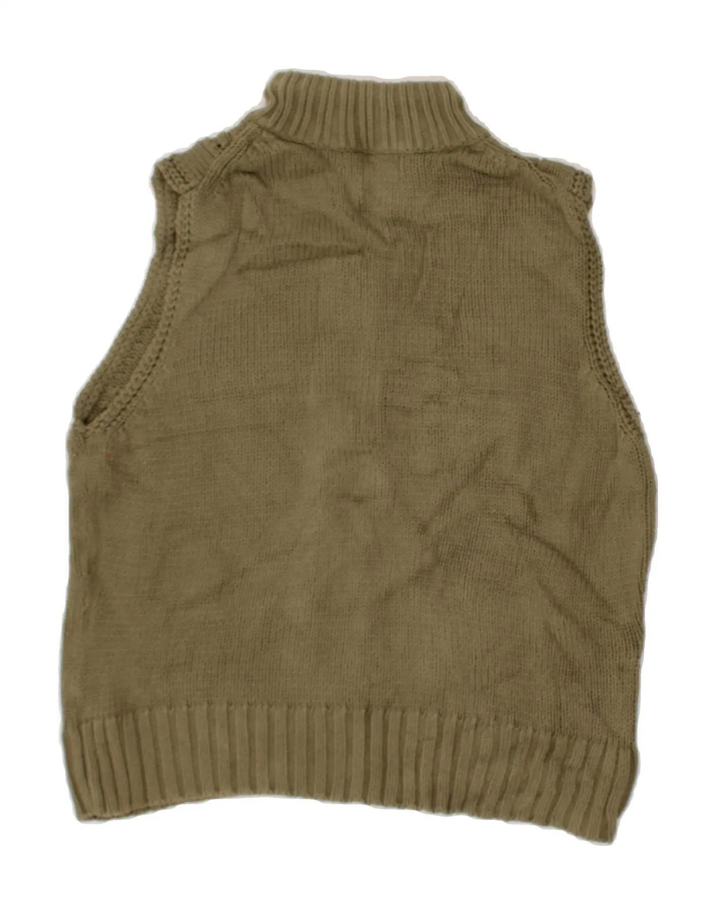 EDDIE BAUER Womens Crop Sleeveless Cardigan Sweater UK 16 Large Khaki