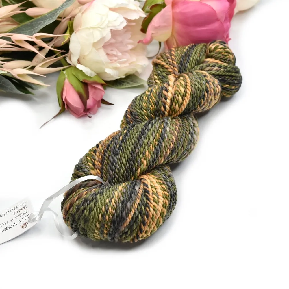 Hand Spun Tasmanian Merino Wool Chunky Yarn in Garden Path
