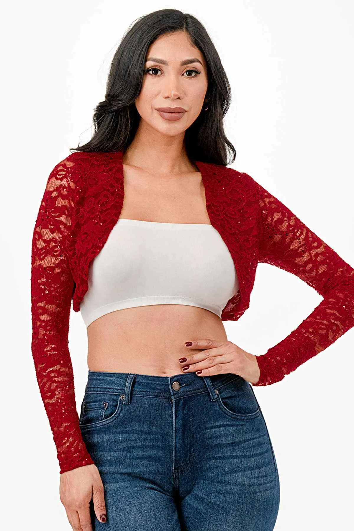 La Scala 11623 Long Sleeve Lace Jacket