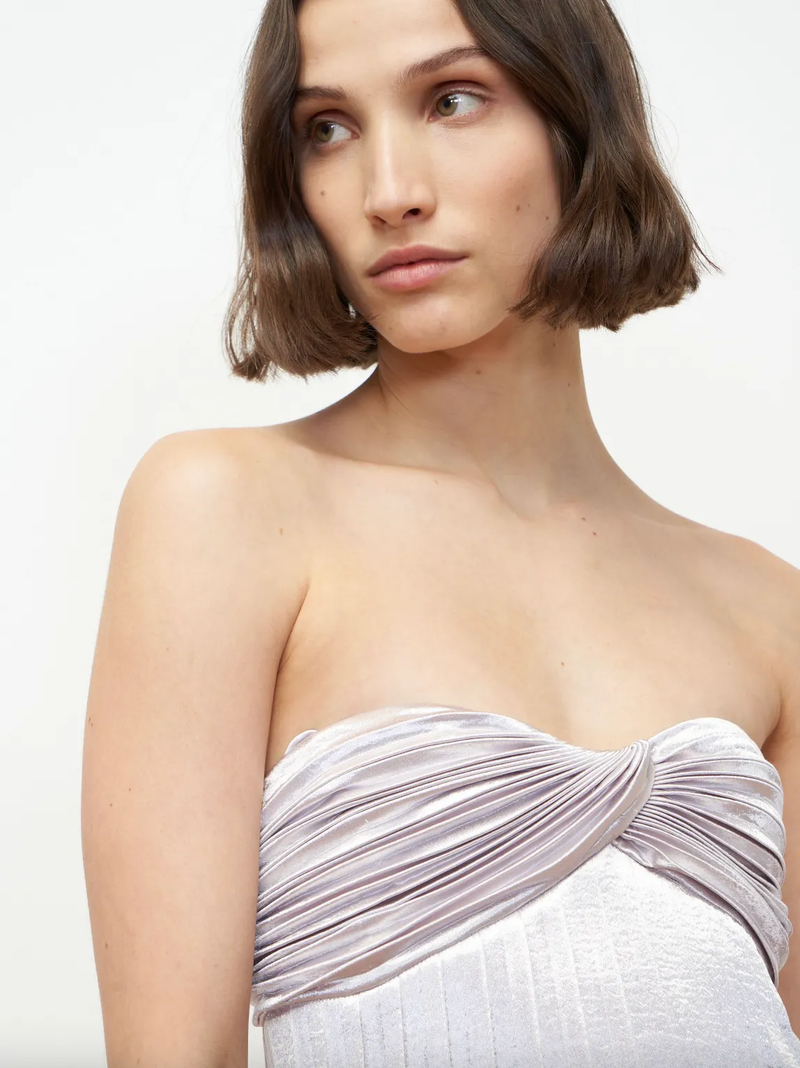 Lamé Pleated Dress - Silver