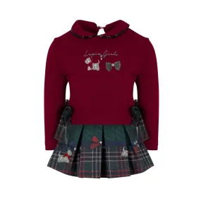LAPIN HOUSE - Scotty Dog Tartan Skirt Set - Red