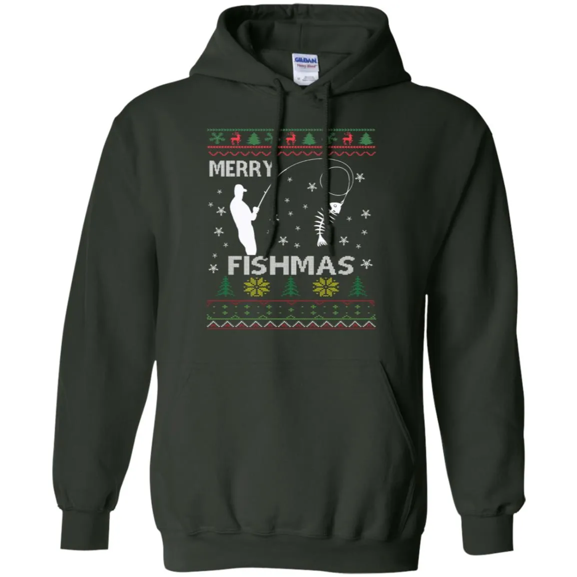 Merry Fishmas Ugly Christmas Men Pullover Hoodie
