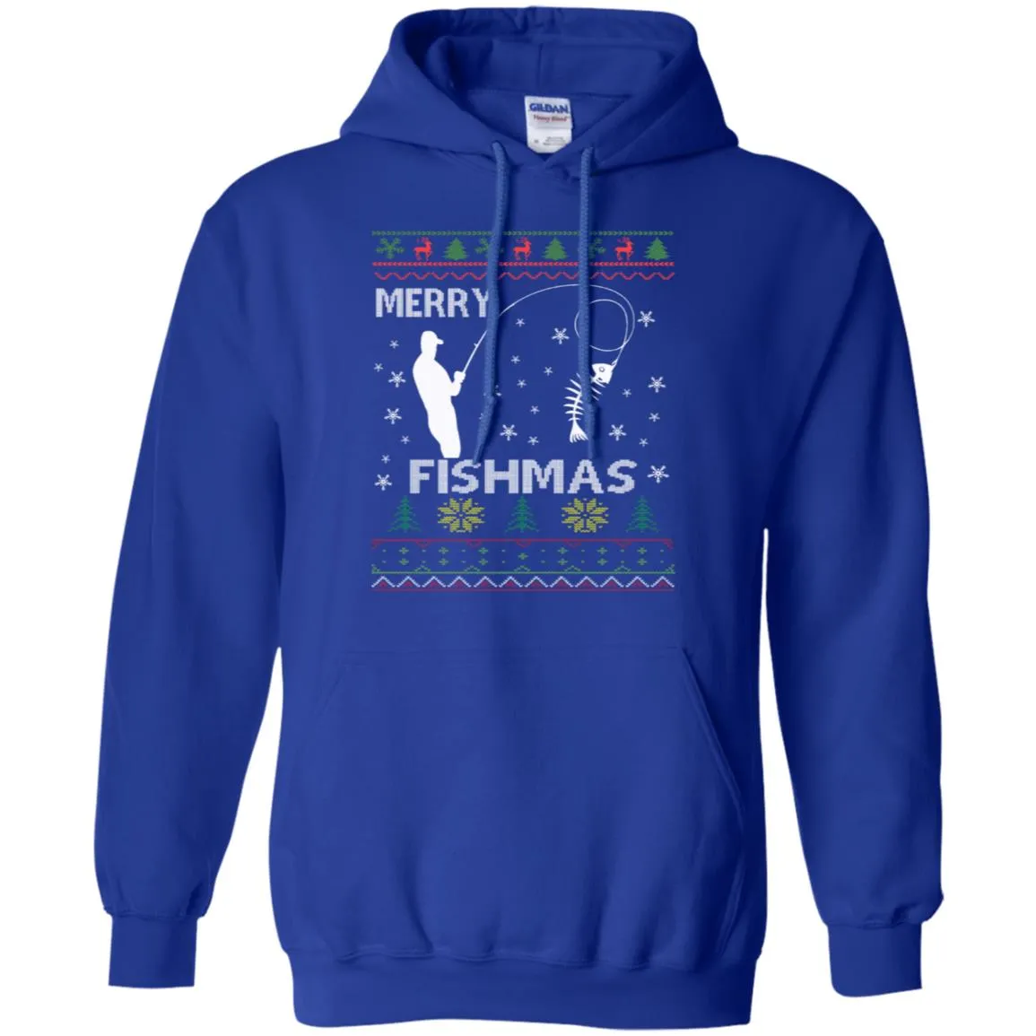 Merry Fishmas Ugly Christmas Men Pullover Hoodie