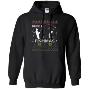 Merry Fishmas Ugly Christmas Men Pullover Hoodie