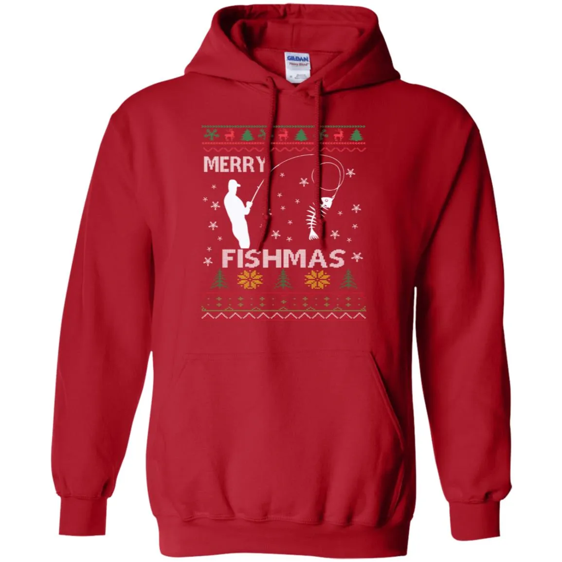 Merry Fishmas Ugly Christmas Men Pullover Hoodie