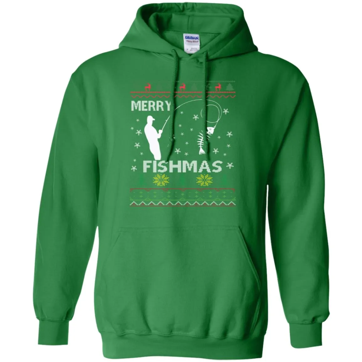 Merry Fishmas Ugly Christmas Men Pullover Hoodie