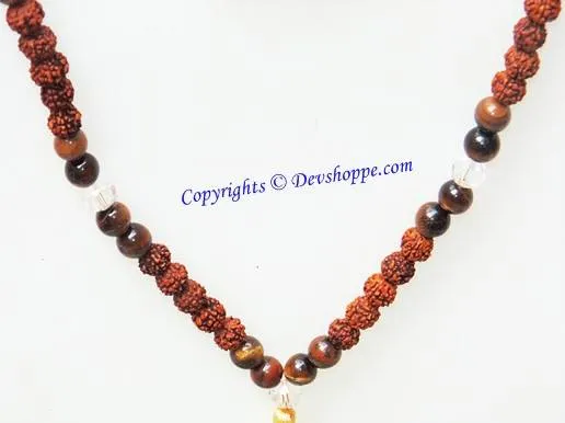 Rudraksha Tiger eye combination mala for Power and Confidence