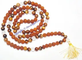Rudraksha Tiger eye combination mala for Power and Confidence