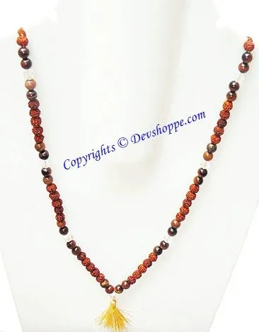 Rudraksha Tiger eye combination mala for Power and Confidence